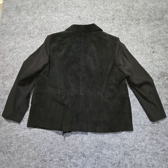 IMAN Suede Leather Moto Jacket 2X Cinch Gold Glam Y2K Bomber Grunge Baddie Biker - Picture 10 of 13